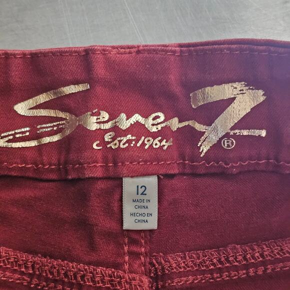 Seven7 Tummy Less High Rise Skinny Shorts Womens 12 Red Distressed Cutoff Casual - Picture 9 of 11